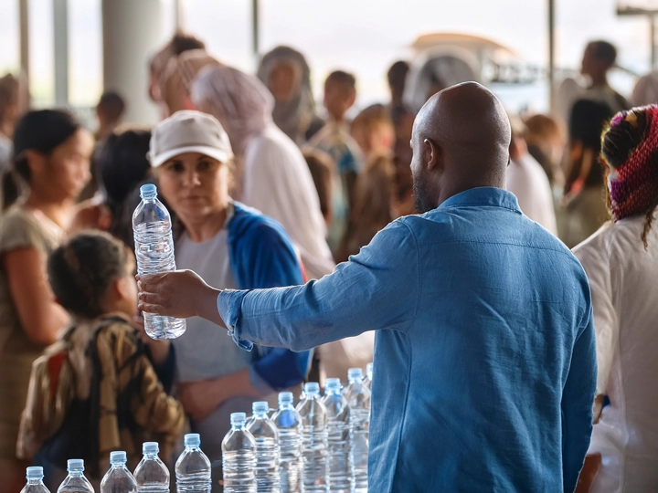 Water, Water, Everywhere, but Not a Drop to Drink &mdash; Based on Exodus 17:1-7 &ndash; Israel, thirsty in the wilderness, questions whether the Lord is among them; water comes from struck rock &mdash; Lent 3 A